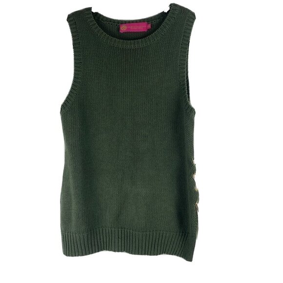 Macbeth Collection Women's Sweater Vest Size XS Green Knit Tie Detail Sleeveless - Picture 1 of 8
